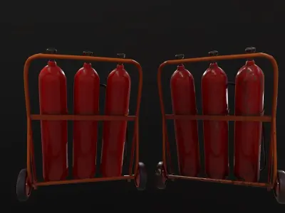 Extinguisher fire rack Low-poly 3D model