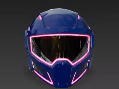 Stylized Cyberpunk Riot Police Helmet 3D Model Low-poly 3D model