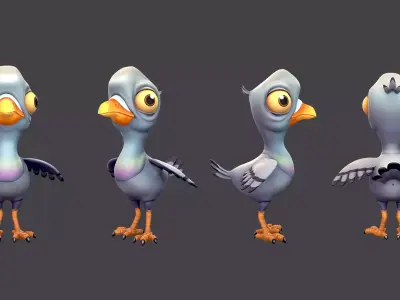Bird Pigeon Low Poly Stylized Handpaint Low-poly 3D model