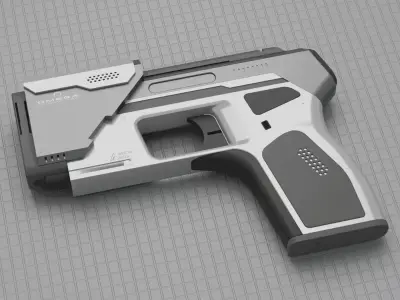 Sci-Fi compact weapon gun Low-poly 3D model