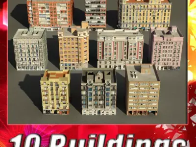 Building Collection 81 - 90 Low-poly 3D model