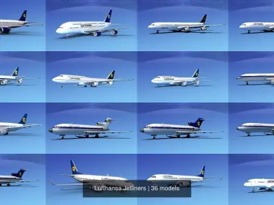 36 Lufthansa Jetliners 3D Model Collection