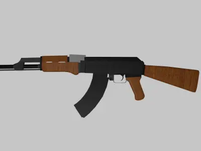 AK47 and bullets Low-poly 3D model