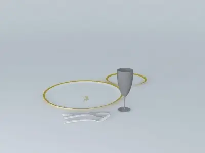 s gold cup and glass Free 3D model