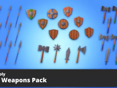 Lowpoly RPG weapons pack Low-poly 3D model