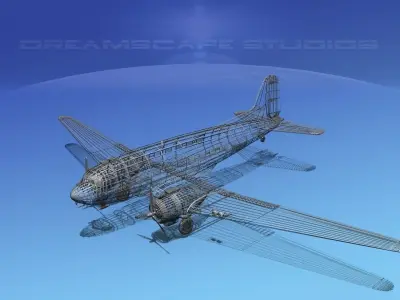 Douglas DC-3 Polish LOT 3D model