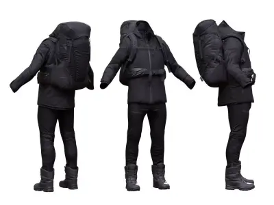 Male Hiking Outfit  Low-poly 3D model
