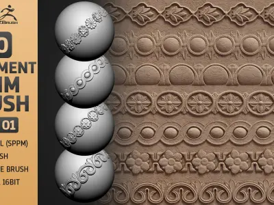 30 Ornament Trim Brush Ornament Library VOL 01 Low-poly 3D model