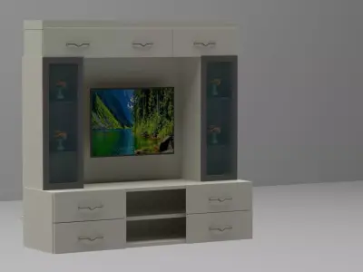 Modern TV Cabinet Wall Unit with Storage Free 3D model
