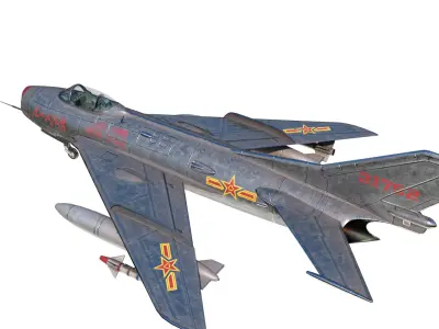 PBR PLAAF J6 J-6 Fighter Mig19 Farmer Low-poly 3D model