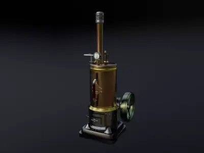 Steampunk Engine Low-poly 3D model
