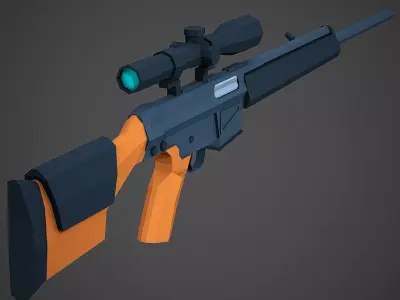 Stylized PSG-1 Sniper Low Poly Mobile Ready Low-poly 3D model