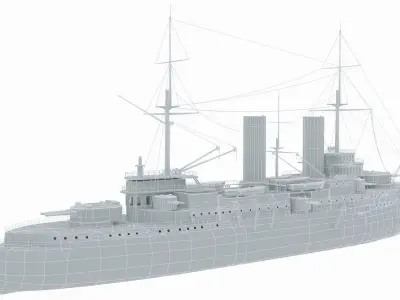 Russian battleship Slava Low-poly 3D model