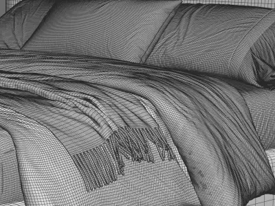 Luxe Upholstered Bed 3D model