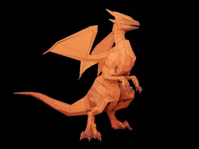 Lowpoly Rigged Flying Dragon Low-poly 3D model