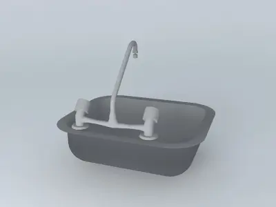 Cuba / Sink and Faucet Steel Free 3D model