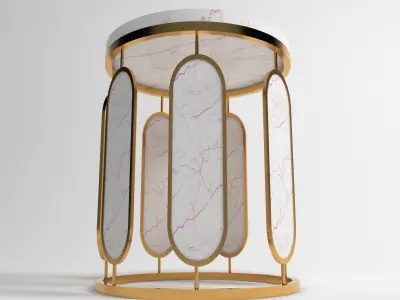 table 3d model gold and marble side Free low-poly 3D model