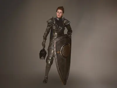 Paladin Lady Low-poly 3D model