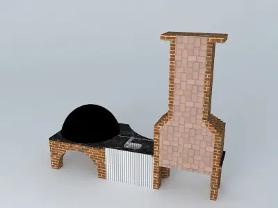 sink and oven barbecue katia wood Free 3D model