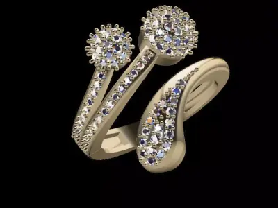 jewelry ring with diamonds gold 3D print model