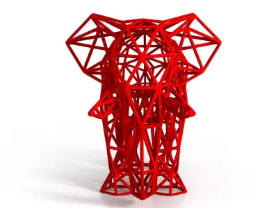 Elephant Wireframe 3D print model