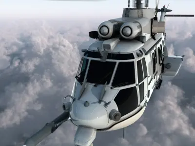 Eurocopter EC725 Caracal Tactical Transport Helicopter Rigged 4 3D model