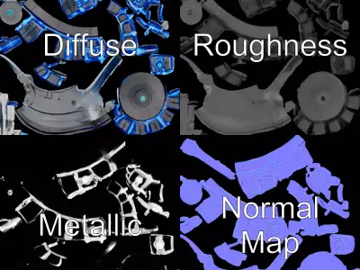 Futuristic Blue Grenade model pack Low-poly 3D model