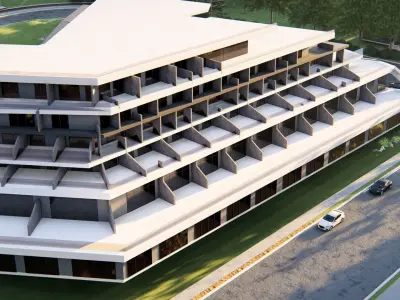 Modern Multi-Level Commercial Complex 3D Model 3D model