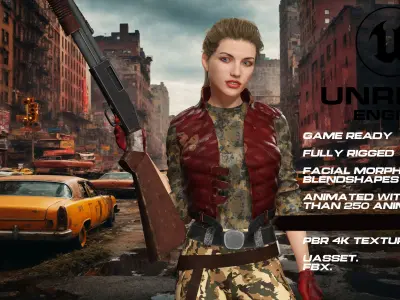 Zombie Hunter full rigged - game ready - animated Low-poly 3D model