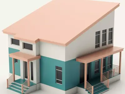 cartoon Low Poly House Low-poly 3D model