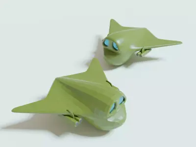 Green bomber airplane Low-poly 3D model