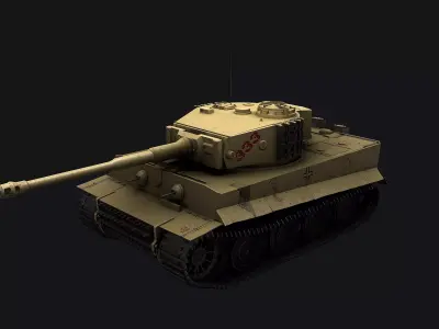 WW2 Tiger I German Tank Desert PBR 3D model