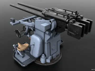 German 37mm SK C30 anti-aircraft gun Low-poly 3D model