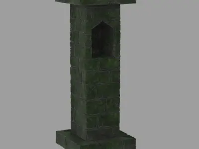 Column post with square base Low-poly 3D model