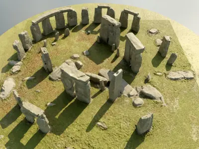Low Poly PBR Stonehenge Low-poly 3D model