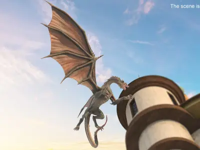 Fantasy Dragon Rigged for Cinema 4D 3D model