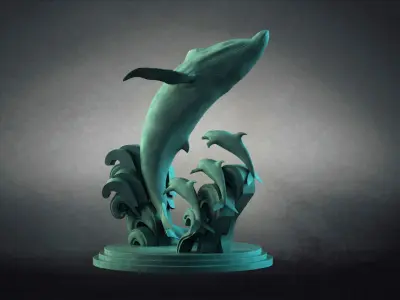 Protect the environment marine whale sculpture  3D model