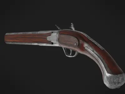 FLINTLOCK WENDER PISTOL LATE 17TH EARLY 18TH C Low-poly 3D model