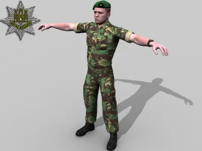 British Royal Anglian Woodland Rigged soldier 3D model