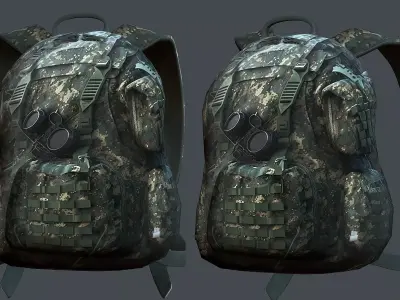 Backpack military combat Black baggage Low-poly Low-poly 3D model