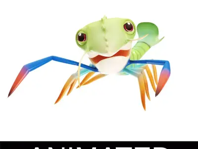 Gaint River Prawn Animated  Low-poly 3D model