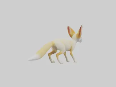 Fennec Fox listening model Low-poly 3D model