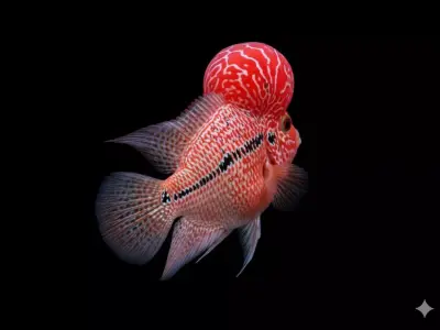 Vibrant Flowerhorn Cichlid HyperRealistic Aquarium Fish Low-poly 3D model