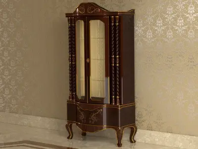 Classic Glass Cabinet 0001 Free 3D model