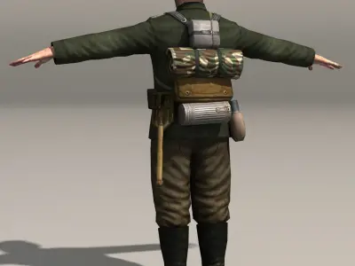 german soldier and kar 98k Low-poly 3D model