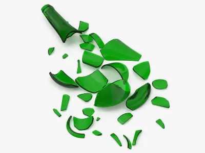 Green Bottle Pile Small and Large 3D model