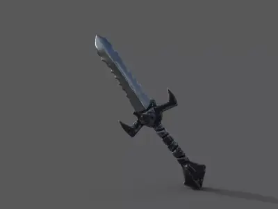 Dark Battle Worn Sword Game Ready Asset Low-poly 3D model