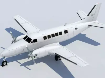 Beechcraft Low Poly Model 99 Static Model Blank Conmuter  Low-poly 3D model