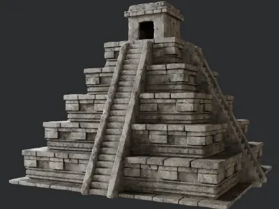 PYRAMID TEMPLE AZTEC MAYAN INCA PLATFORM STAIRS COLLECTION Low-poly 3D model