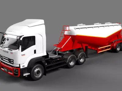 Isuzu GXZ360 Bulk Cement Trailer 3D model 3D model